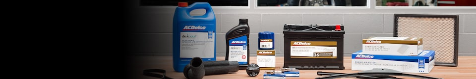GM Genuine Parts, ACDelco Gold Battery, and ACDelco oils